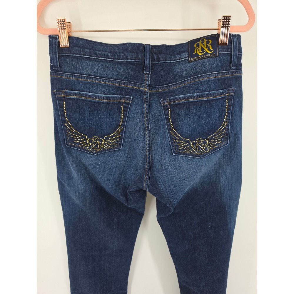 Rock & Republic Kasandra Dark Wash Studded Bootcut Jeans Size 10M R010348 - Picture 6 of 11